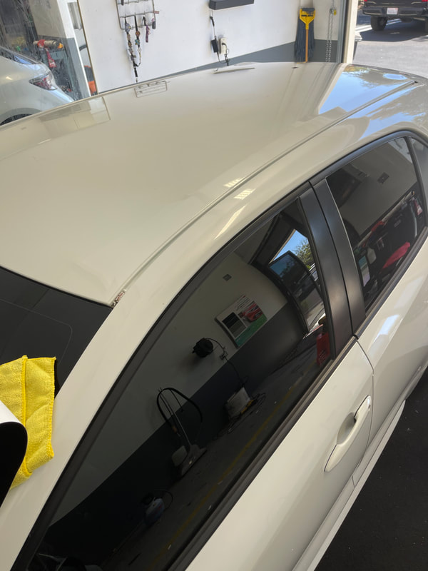 Car roof finished in carbon fiber textured vinyl wrap in Santa Maria, CA