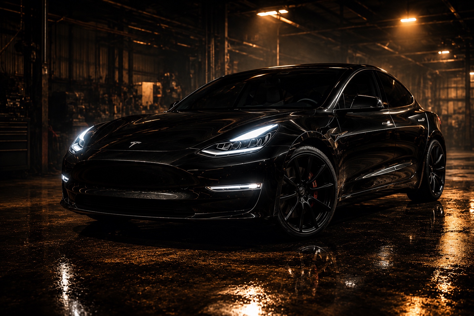 Black Tesla protected with full-body PPF and ceramic coating